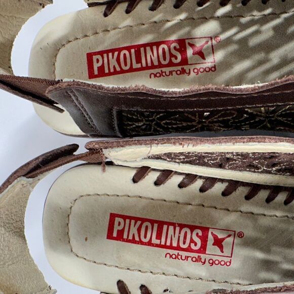 Pikolino Romana Floral Lasercut Slingback Sandals Brown Green Size 37 - Picture 10 of 11